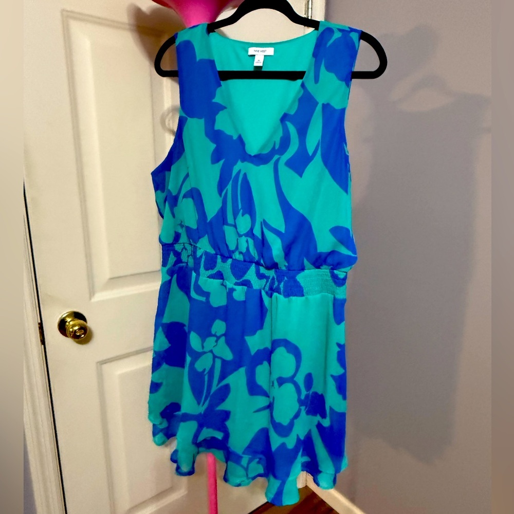 Nine West Blue and Green Floral Mini Dress